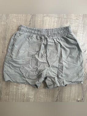Men's Elastic-Waist Gray Swim Trunks